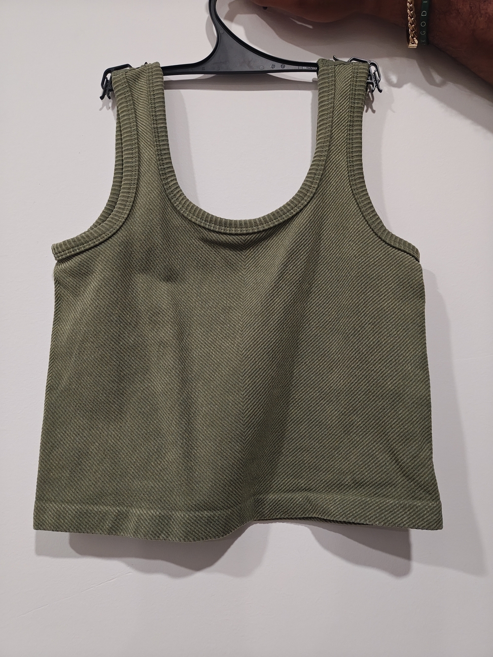 Classic Olive Ribbed Tank Top - Women's Sleeveless Crop